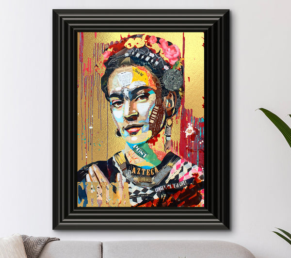 Frida Kahlo Graffiti Goldfoliendruck
