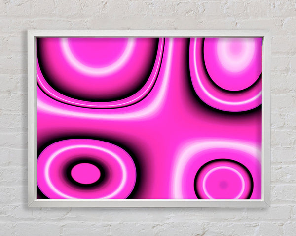 Circles In Squares Pink Framed Print