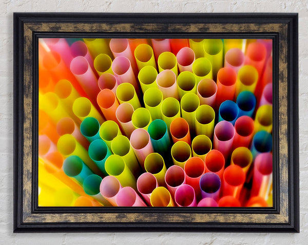 Colourful Straws Framed Print