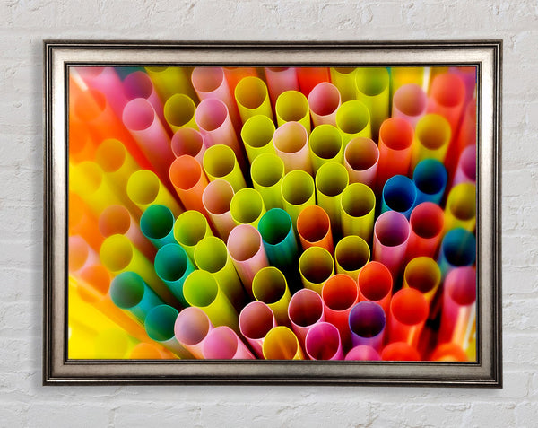 Colourful Straws Framed Print