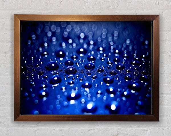 Drops On Blue Framed Print