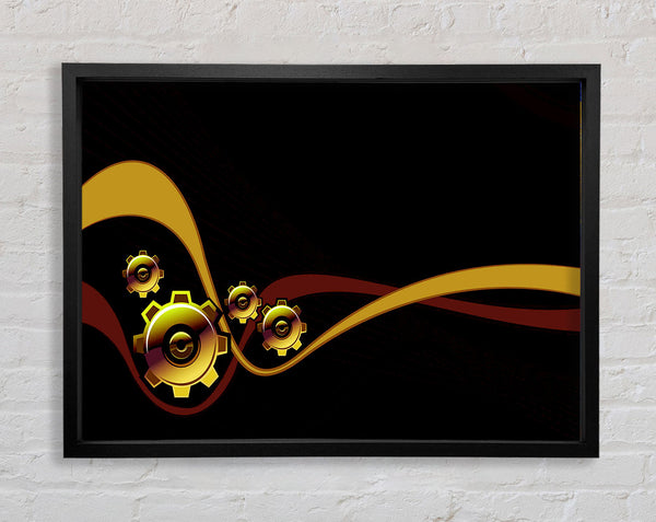 Gold Cogs Of Time Framed Print