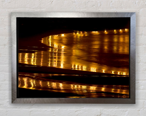 Golden Ocean Night Framed Print