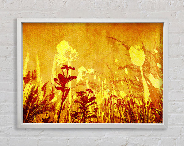 Golden Slash Flowers Framed Print
