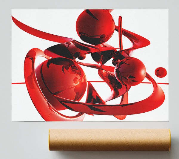 Red Balls Spiralling Giclee Print