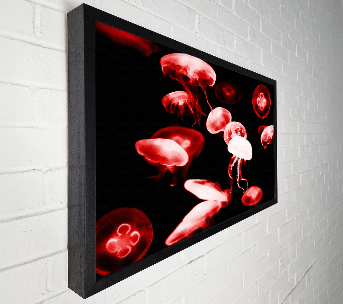  A Canvas Print of Red Neon Jellyfish Canvas Wall Art