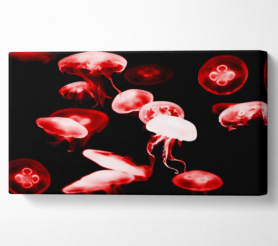  A Canvas Print of Red Neon Jellyfish Canvas Wall Art