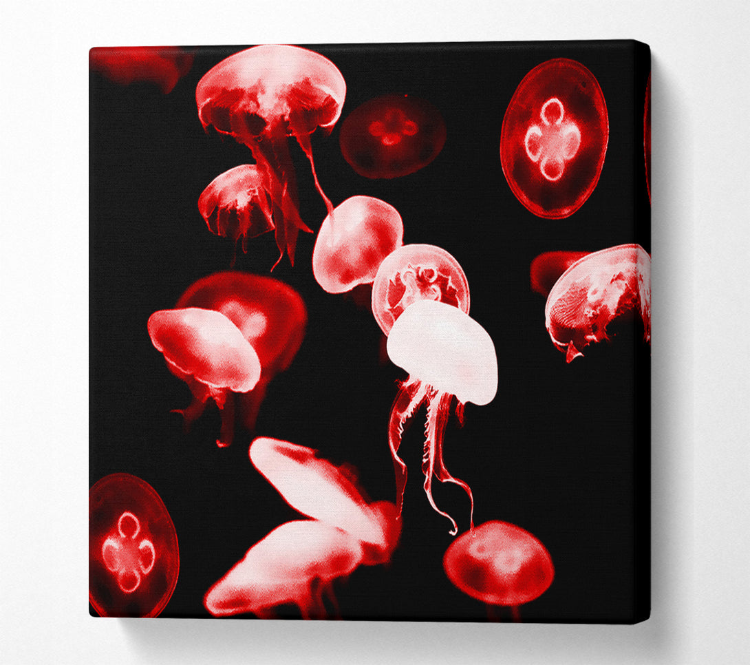  A Canvas Print of Red Neon Jellyfish Canvas Wall Art
