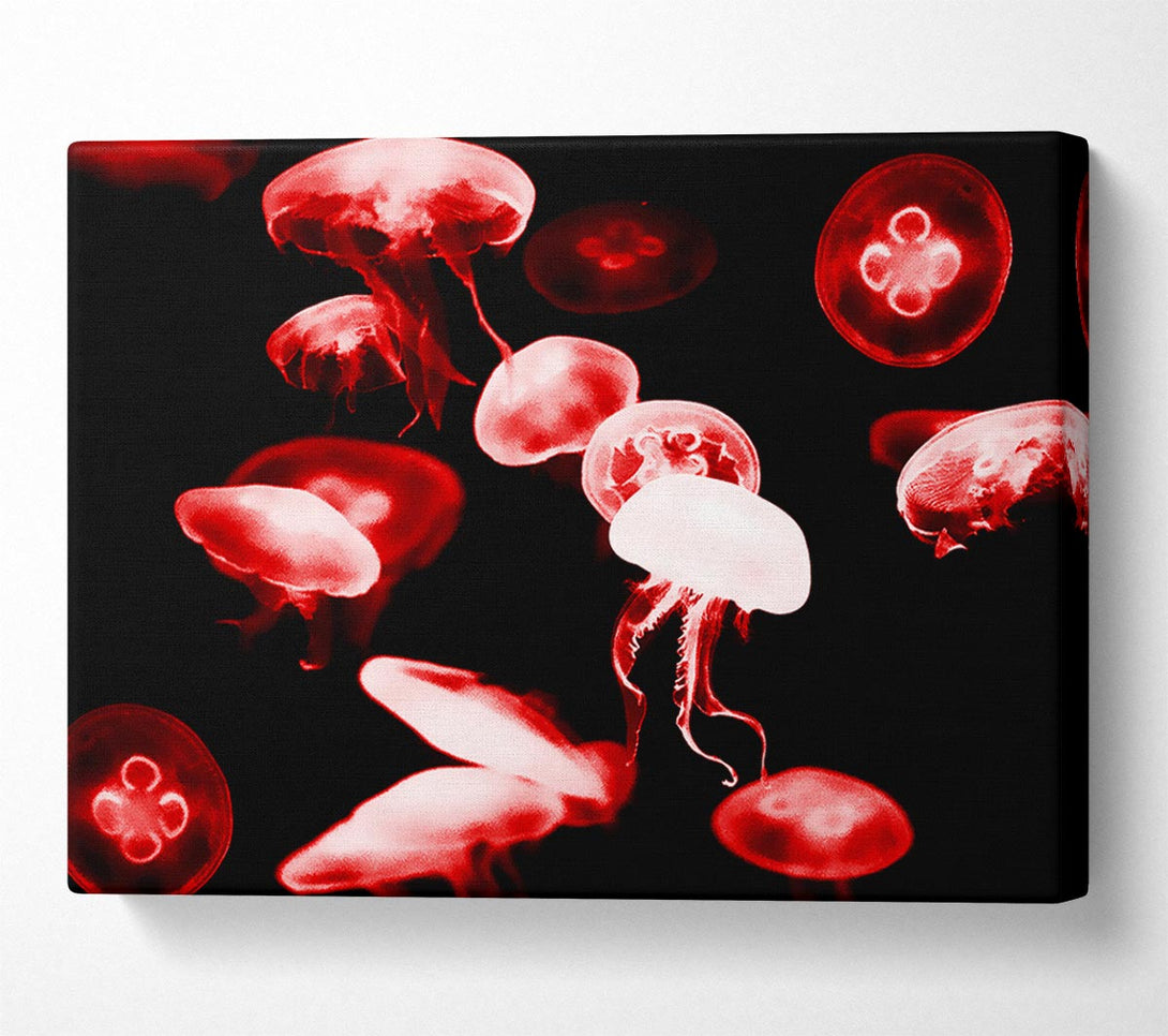  A Canvas Print of Red Neon Jellyfish Canvas Wall Art