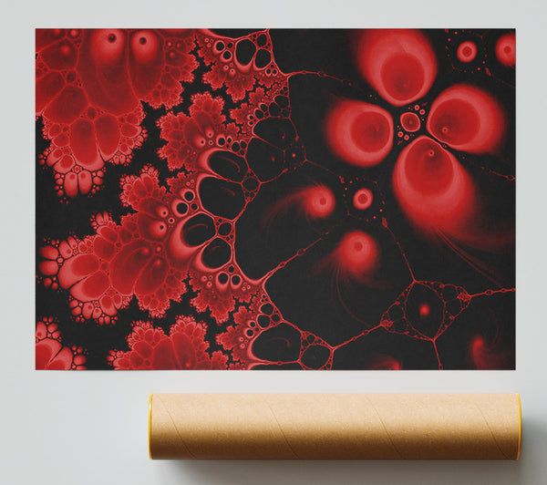 Red On Black Flourish Print
