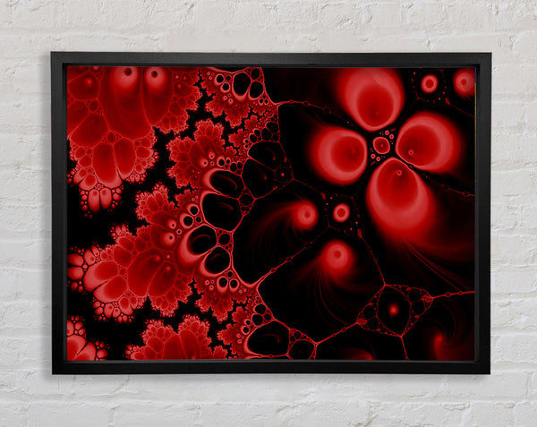 Red On Black Flourish Framed Print