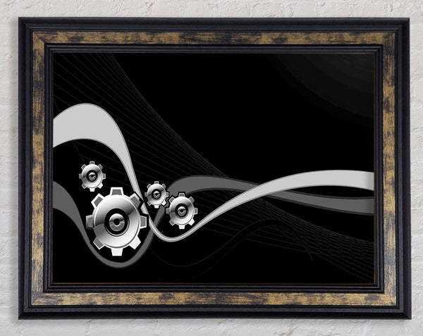Silver Cogs Of Time Framed Print