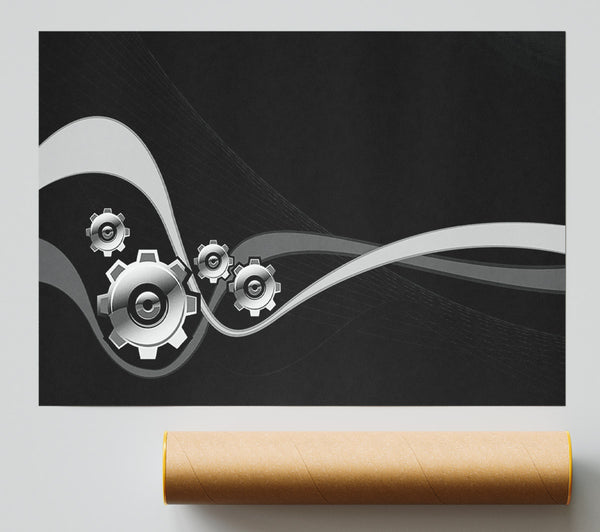 Silver Cogs Of Time Giclee Print