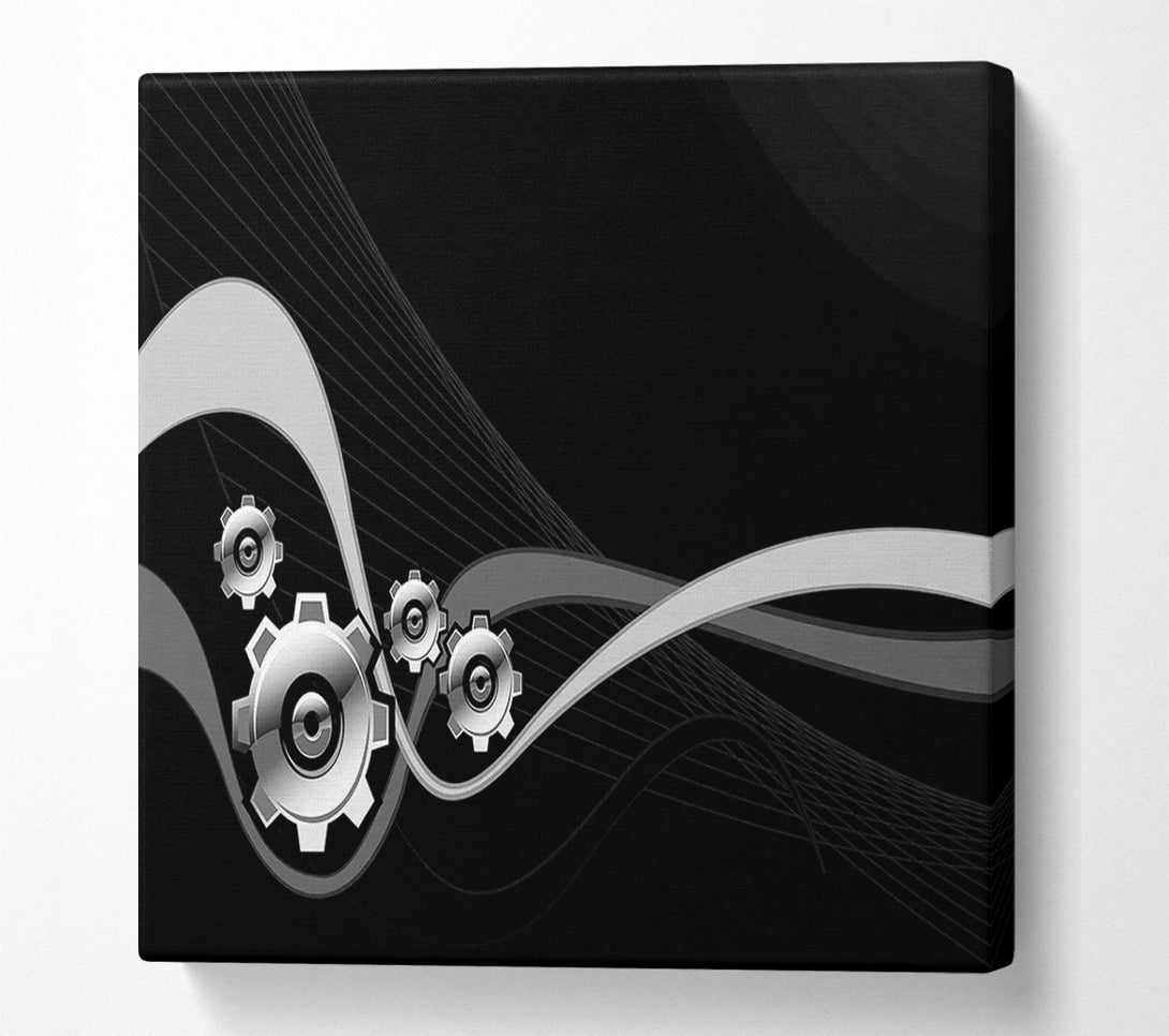  A Canvas Print of Silver Cogs Of Time Canvas Wall Art
