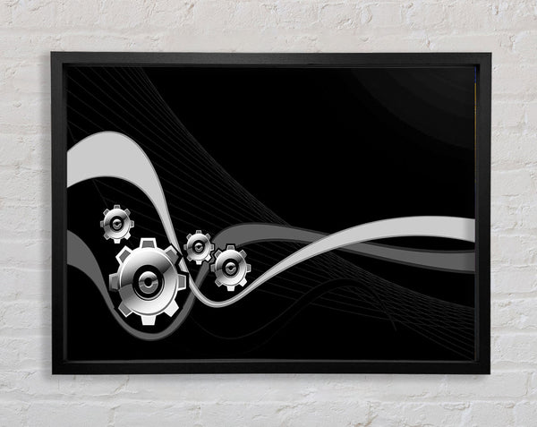Silver Cogs Of Time Framed Print