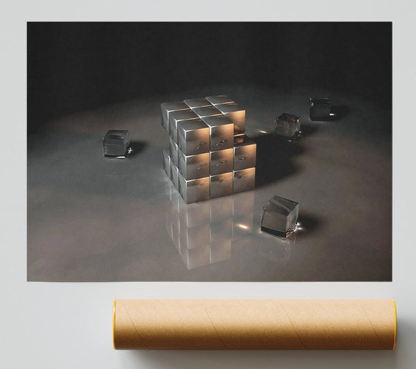 Silver Ice Cube Giclee Print
