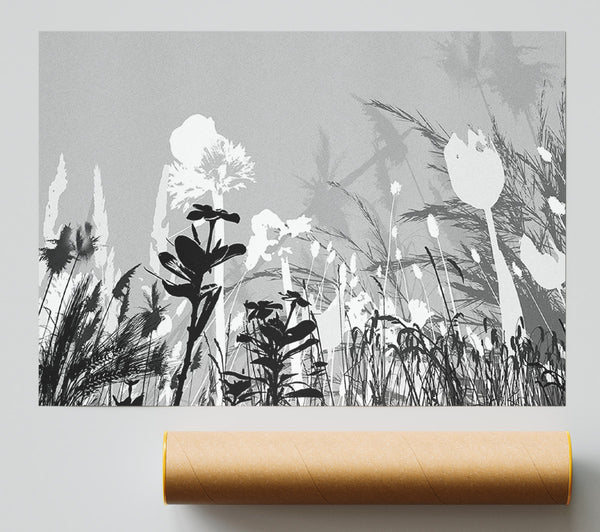 Silver Splash Flowers Print
