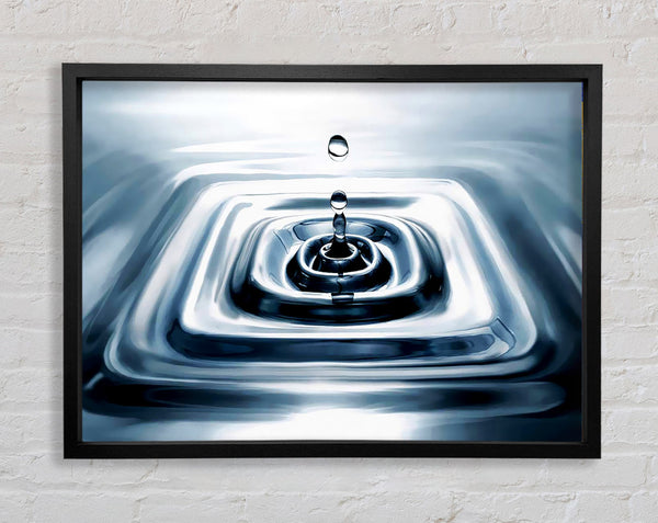 Silver Water Droplet Framed Print