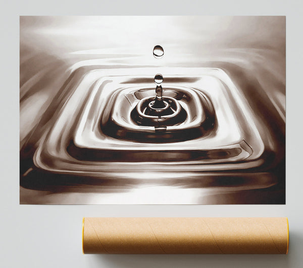 Square Water Droplet Brown Giclee Print
