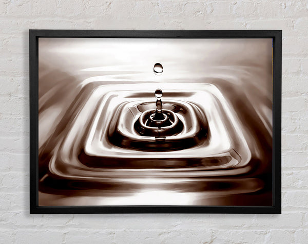 Square Water Droplet Brown Framed Print