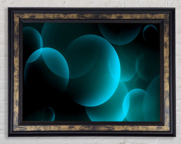 Turquoise Big Bubbles Framed Print