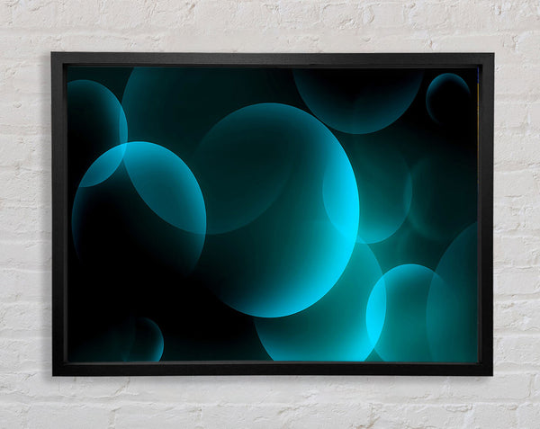 Turquoise Big Bubbles Framed Print