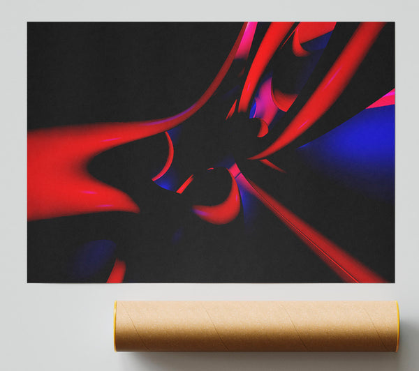 Vibrant Red Tunnels Poster