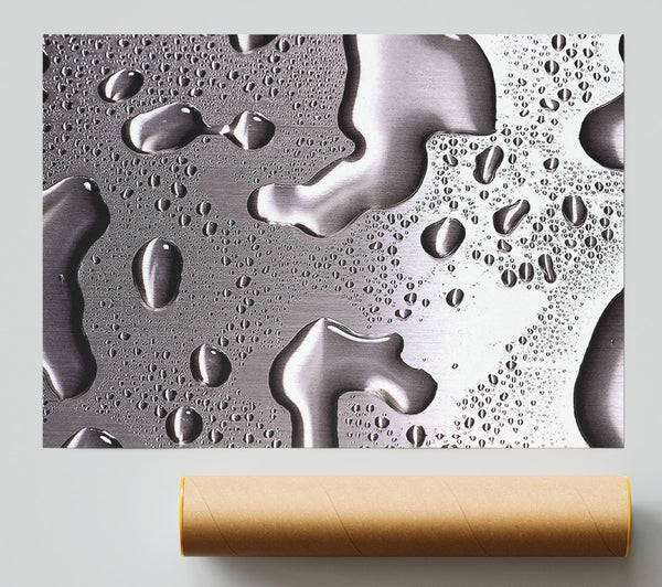 Water Drops On Silver Surface Giclee Print