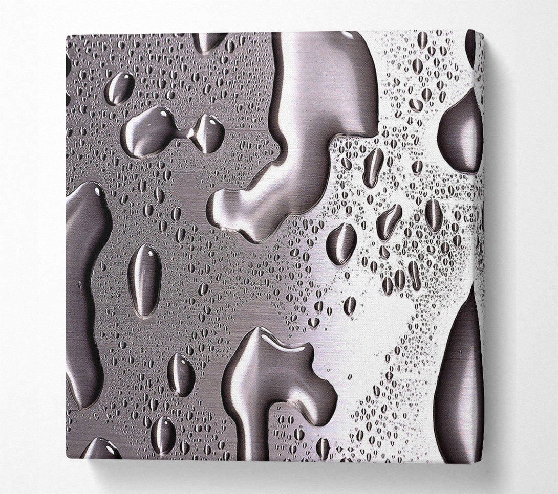  A Canvas Print of Water Drops On Silver Surface Canvas Art