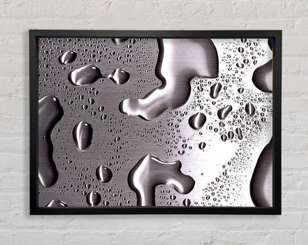 Water Drops On Silver Surface Framed Print