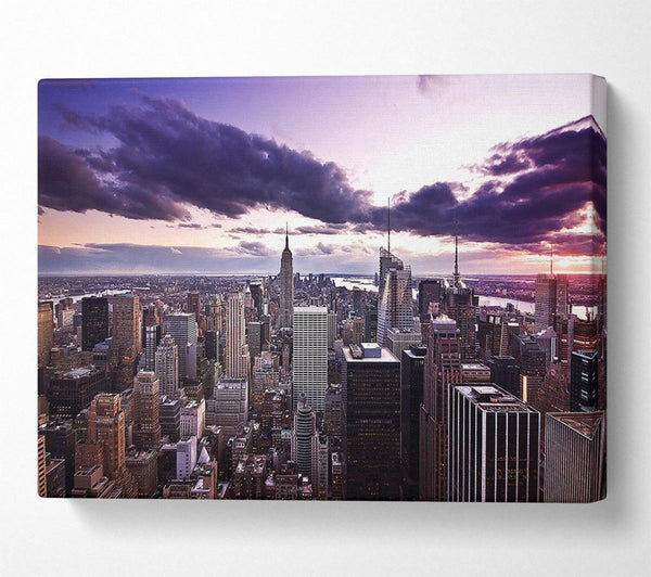  A Canvas Print of Aerial View Of New York City At Dusk Canvas Wall Art