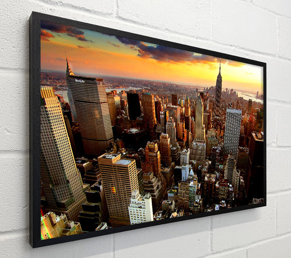 Aerial View Of New York City Sunset