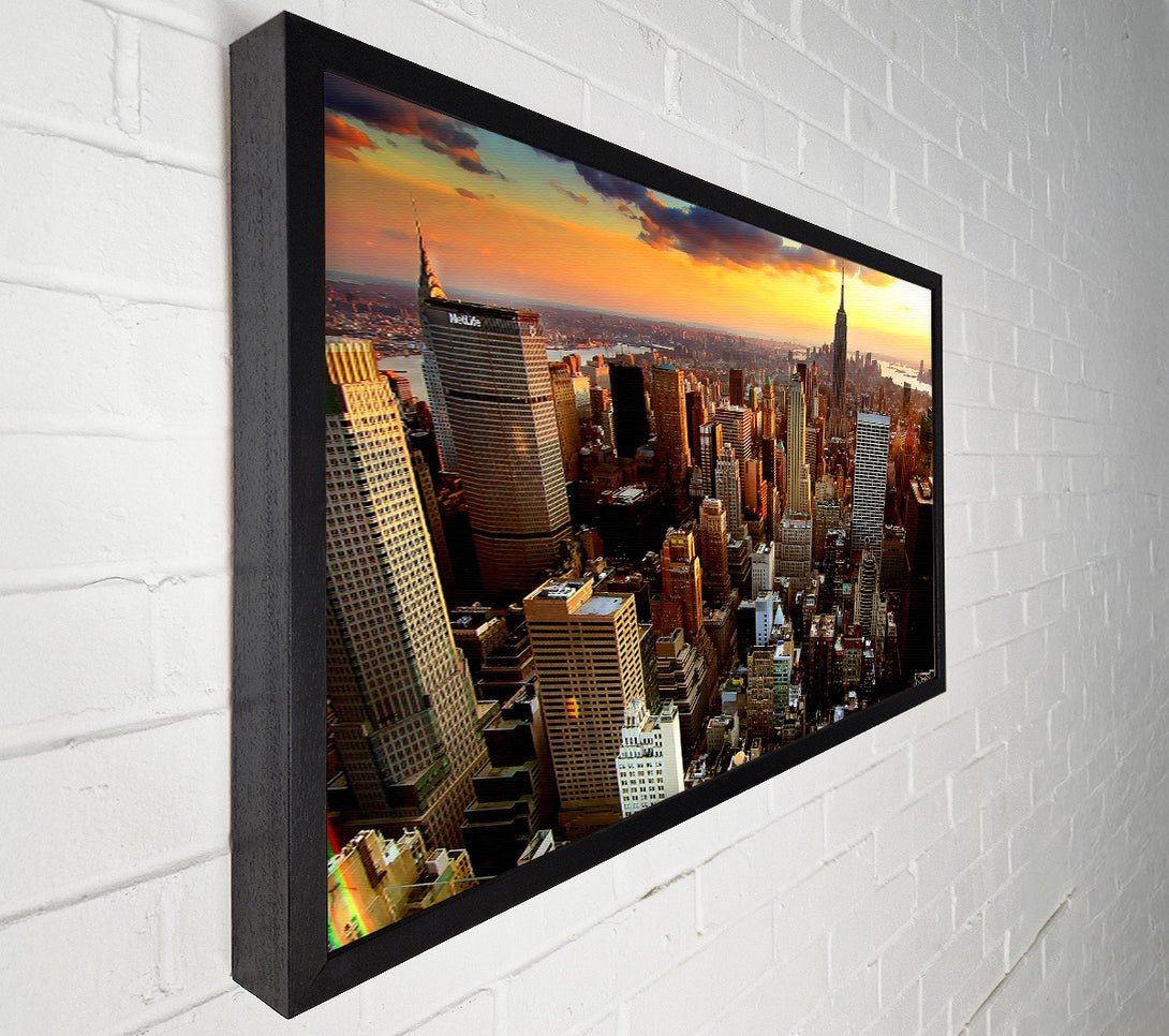  A Canvas Print of Aerial View Of New York City Sunset Canvas Art