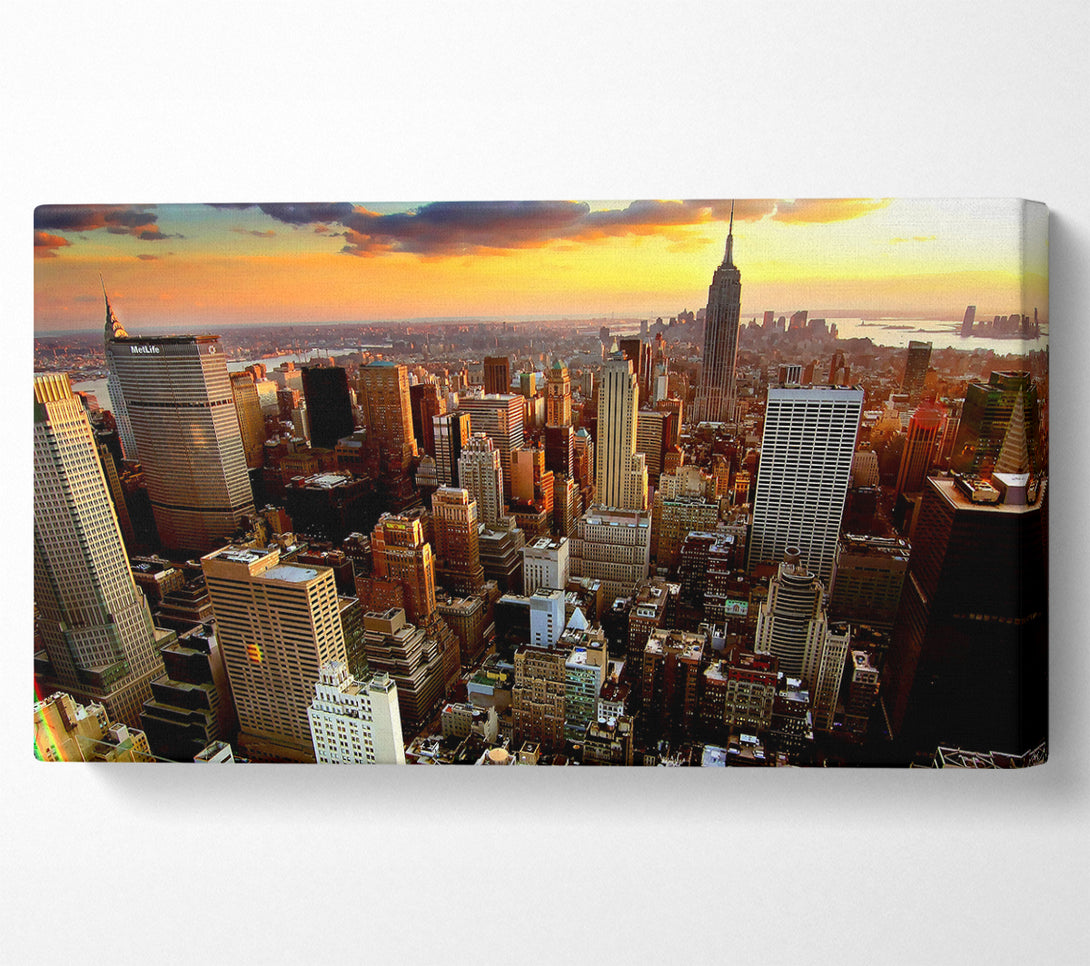  A Canvas Print of Aerial View Of New York City Sunset Canvas Art