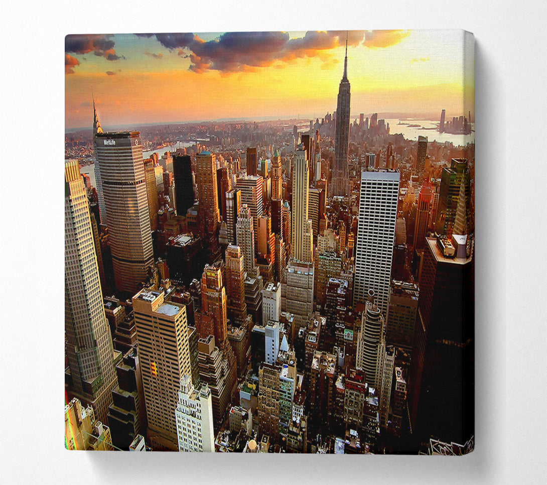  A Canvas Print of Aerial View Of New York City Sunset Canvas Art