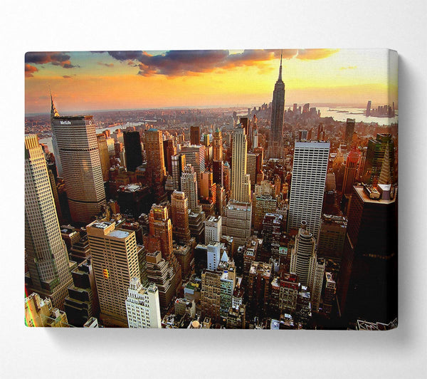  A Canvas Print of Aerial View Of New York City Sunset Canvas Art