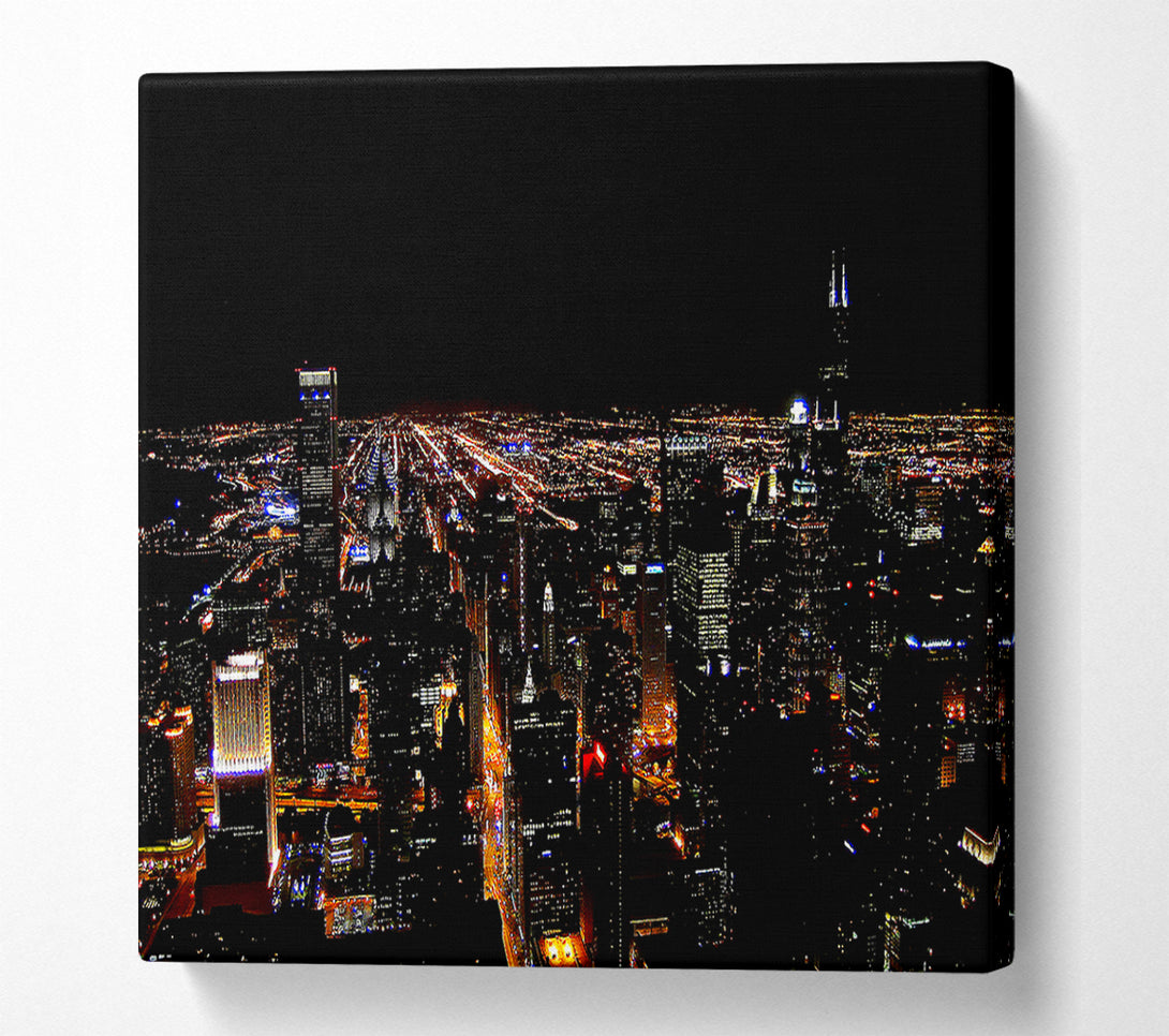  A Canvas Print of Ariel View Of The Night City Canvas Art