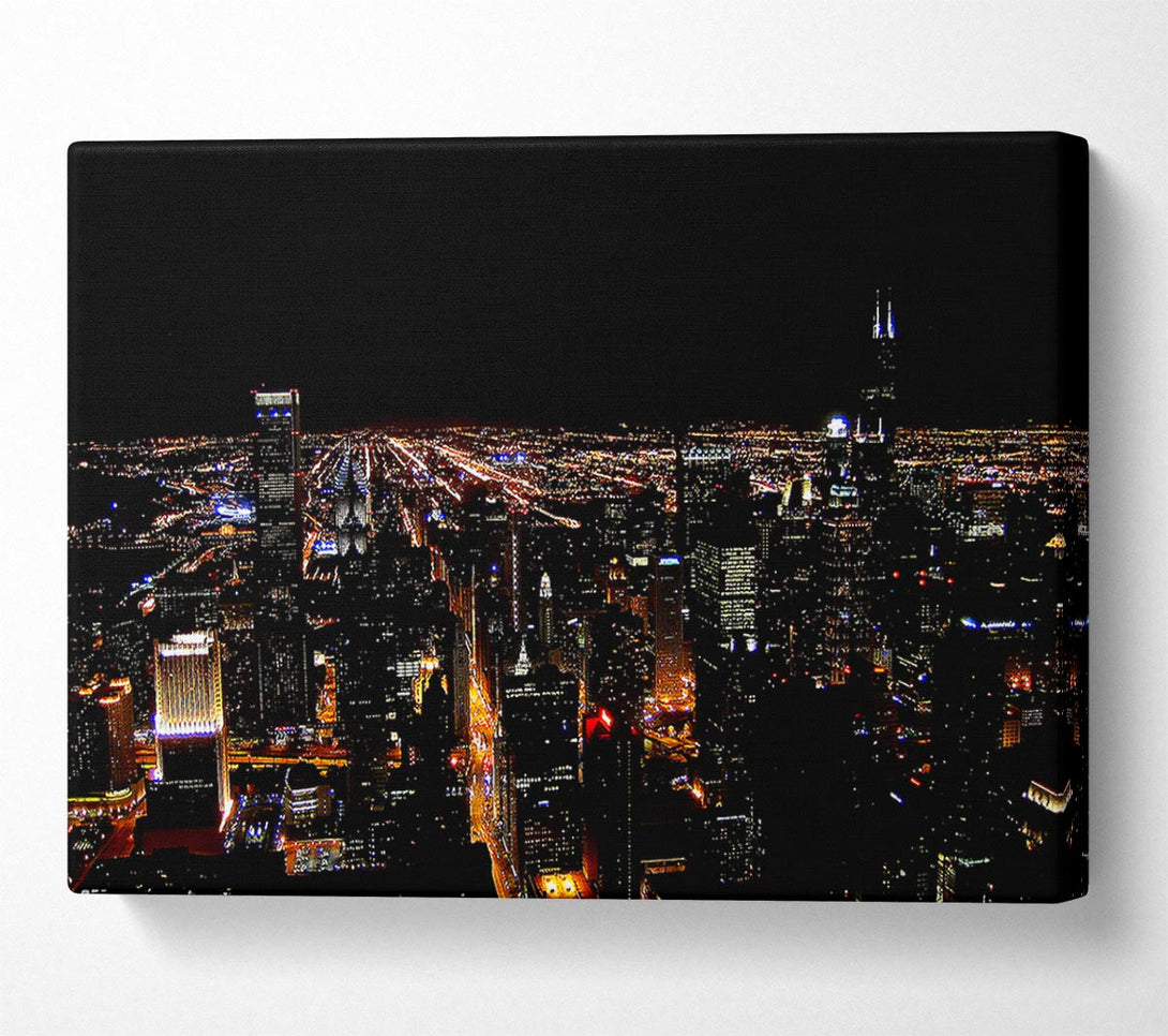  A Canvas Print of Ariel View Of The Night City Canvas Art