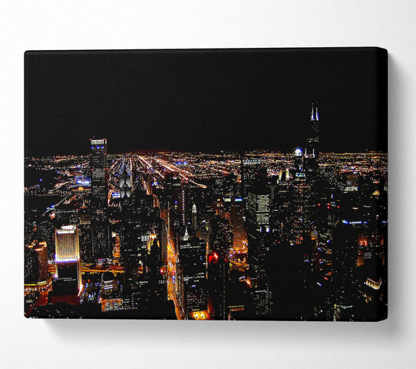  A Canvas Print of Ariel View Of The Night City Canvas Art