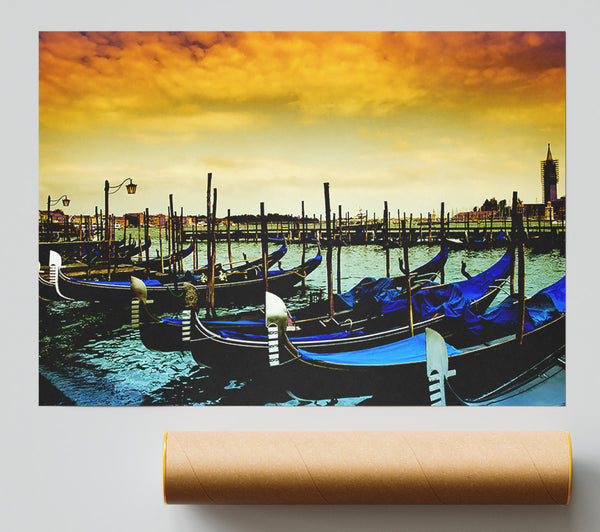 Beautiful Boats In The Harbour Print