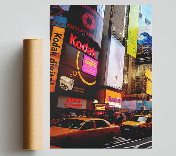 Billboards Of New Yorkwith Yellow Cabs Poster