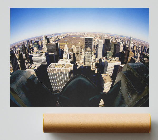 Birds Eye View Of New York City From Above Giclee Print