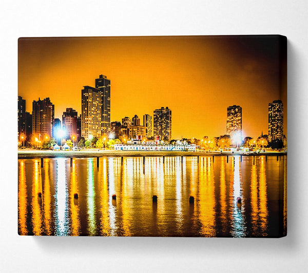  A Canvas Print of Golden City Waters Canvas Art