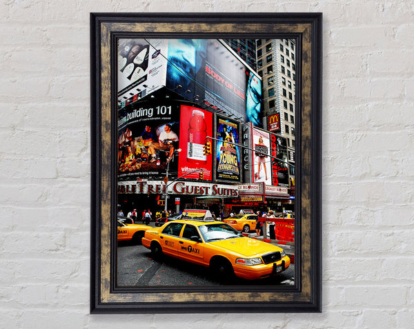 Broadway Cabs In New York Framed Print