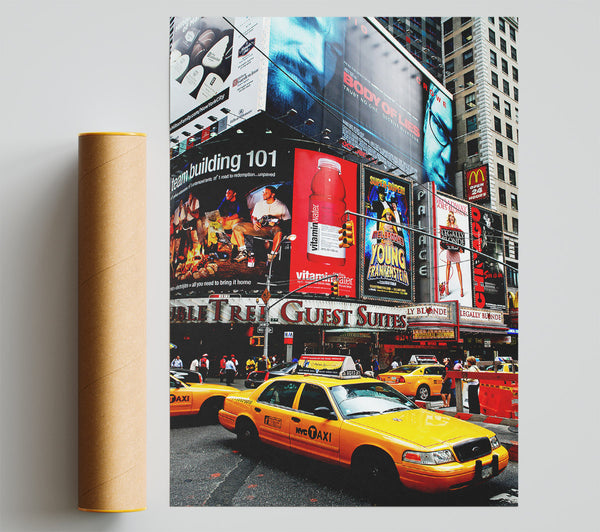 Broadway Cabs In New York Print
