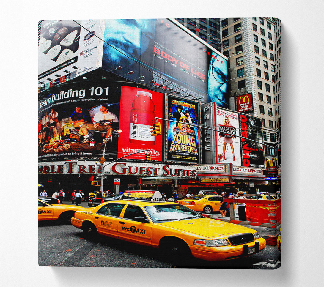  A Canvas Print of Broadway Cabs In New York Canvas Wall Art