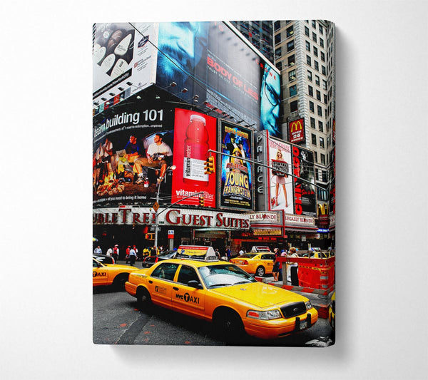  A Canvas Print of Broadway Cabs In New York Canvas Wall Art