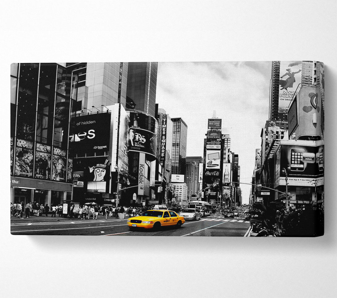  A Canvas Print of Broadway Yellow Cab B n W Canvas Art