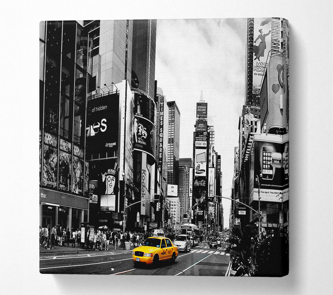  A Canvas Print of Broadway Yellow Cab B n W Canvas Art