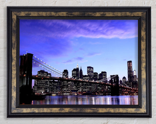 Brooklyn Bridge At Night Framed Print